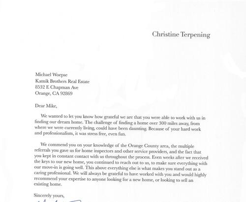 Christine Terpening Letter