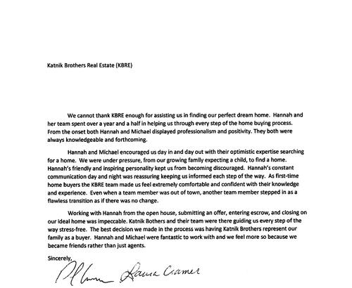 Cramer Letter of Recommendation