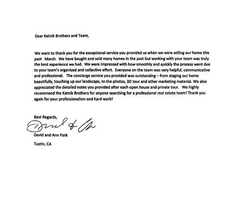 David and Ann Park Recommendation Letter