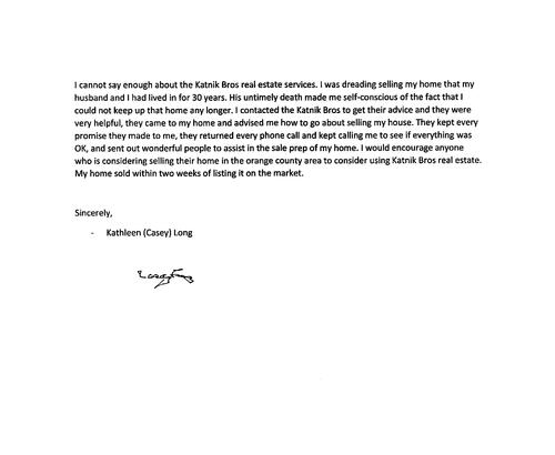 Casey Long Letter