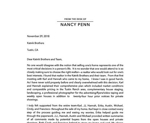 Nancy Penn Letter