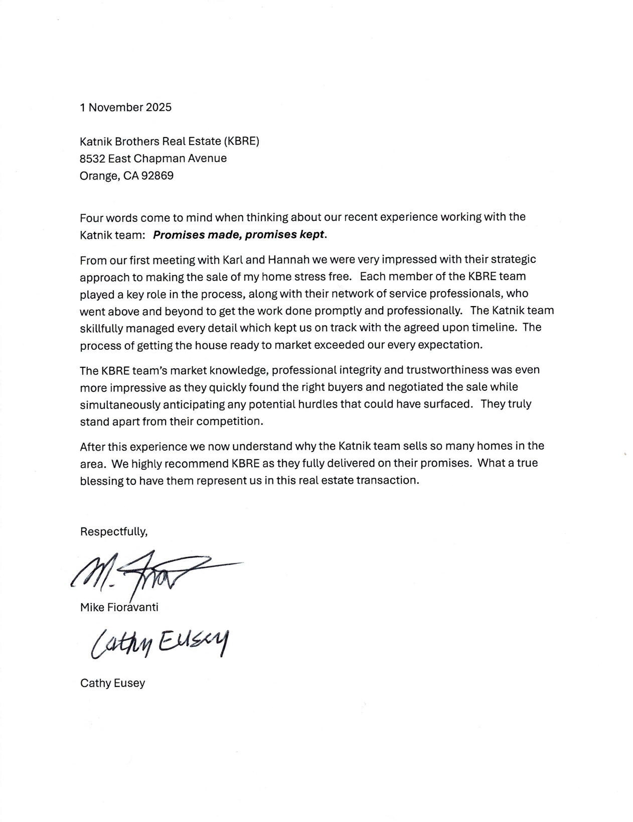 Mike Fioravanti and Cathy Eusey