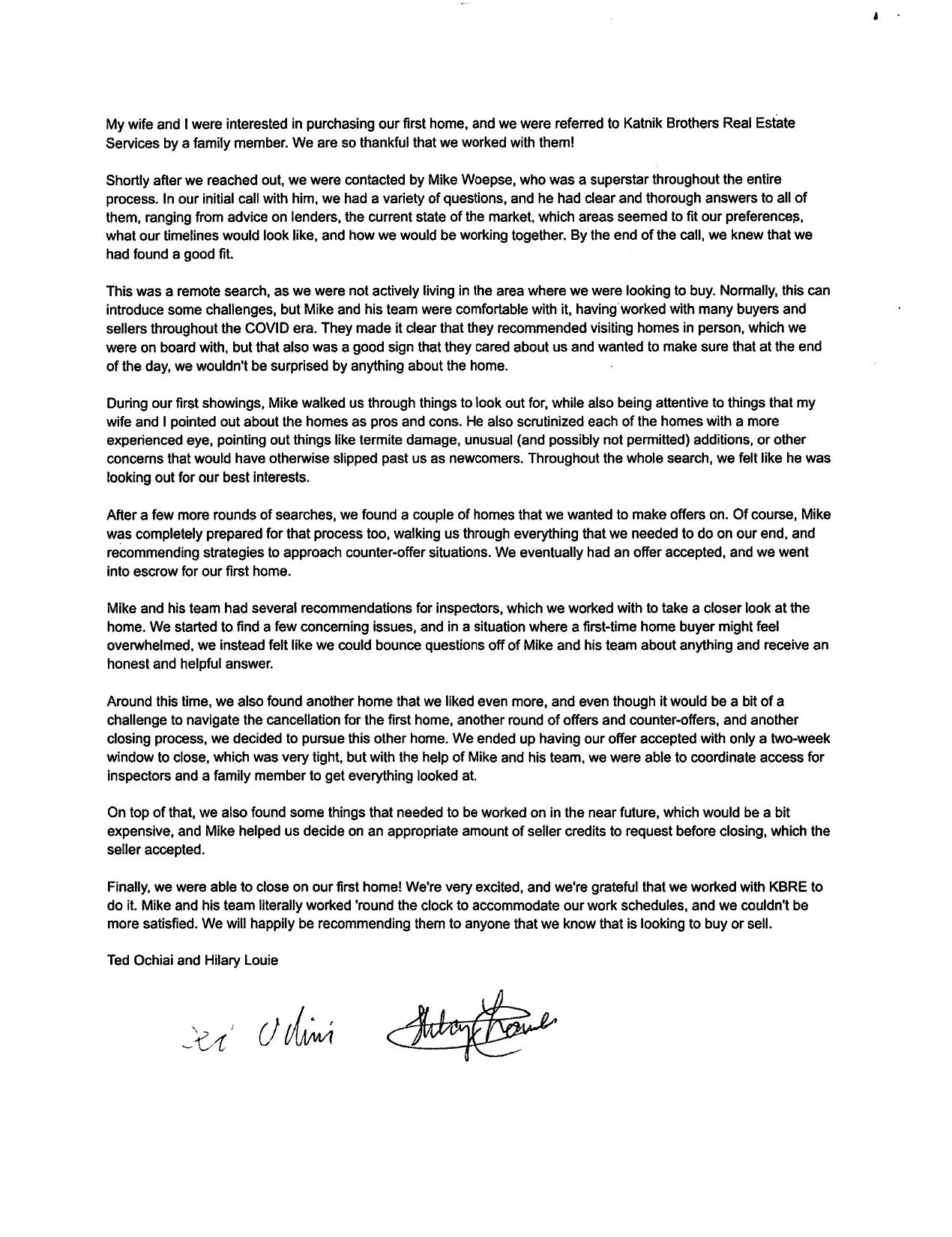 Ted Ochiai & Hilary Louie