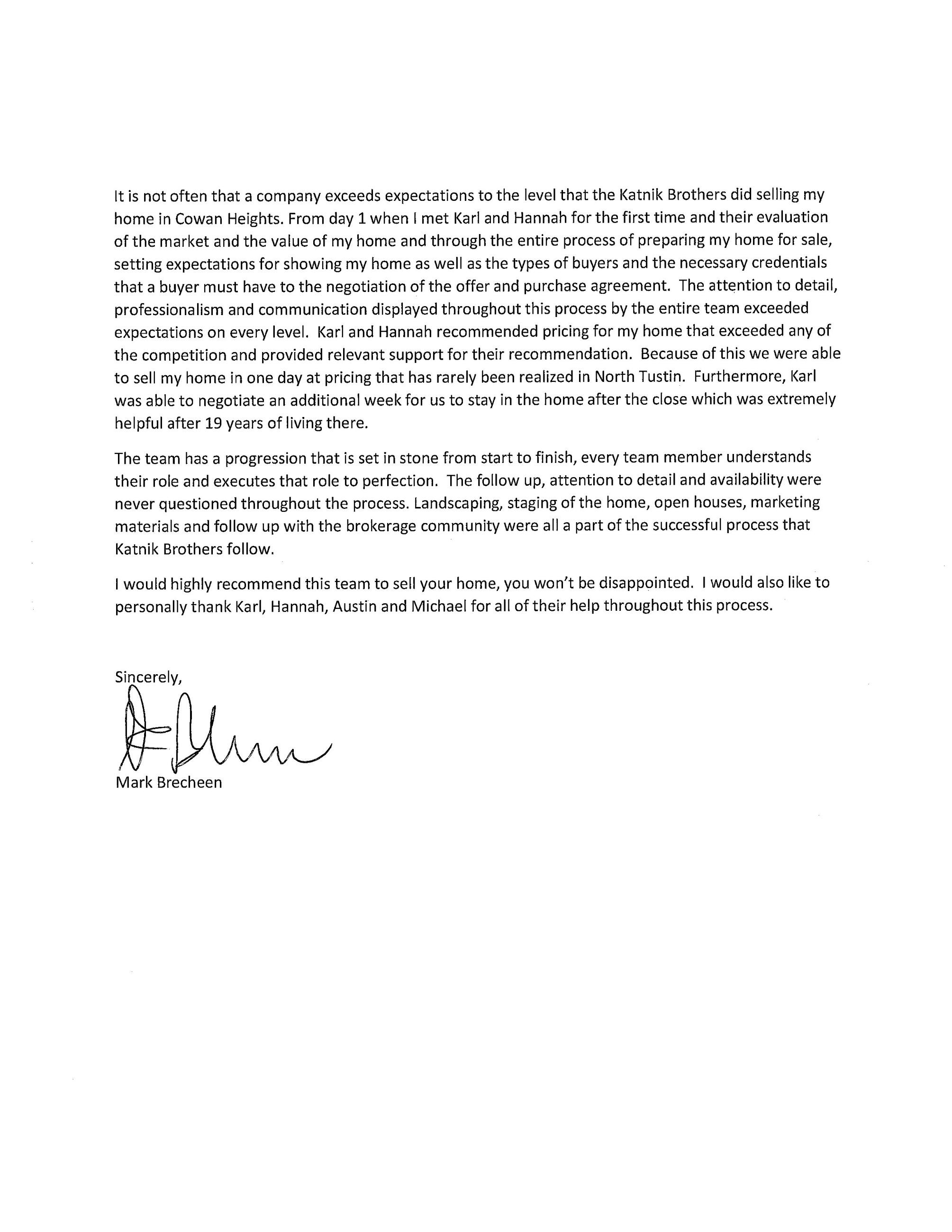 Mark Brecheen Letter