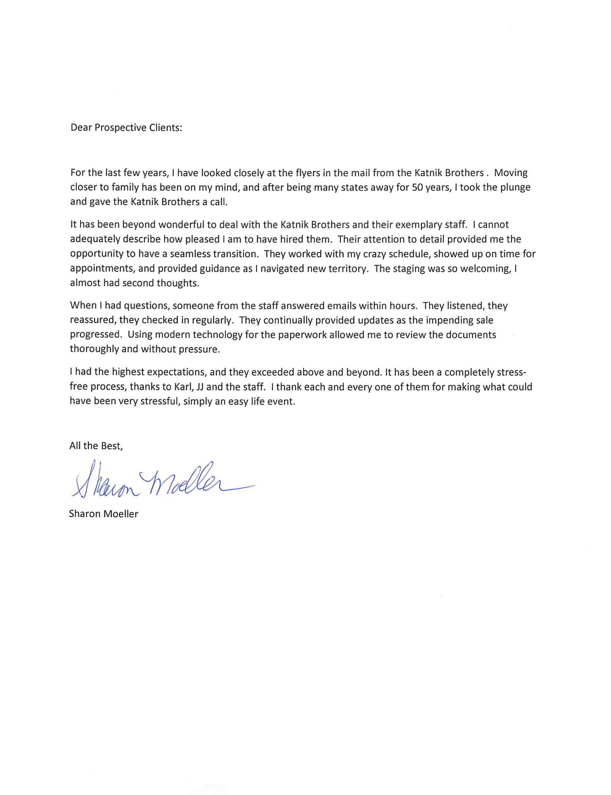 Sharon Moeller Letter