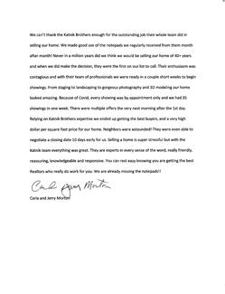 Carla & Jerry Morton Letter