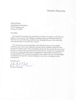 Christine Terpening Letter