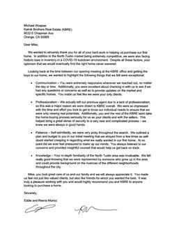 Eddie & Reena Munoz Letter