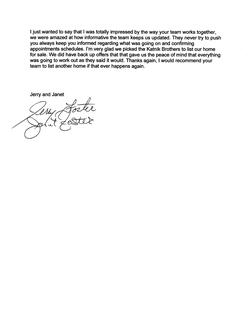 Jerry & Janet Foster Letter