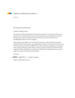 Nathan and Brenda Landmon Letter
