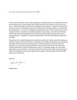 Melinda Quan Letter