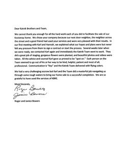 Roger & Janice Bowers Letter